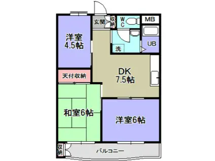 青木公園マンション(3DK/1階)の間取り写真