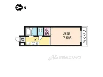 メイプル渡辺2(1K/1階)の間取り写真