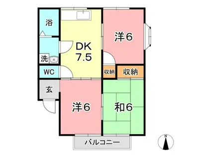 メゾン・ド・ボヌール II(3DK/1階)の間取り写真