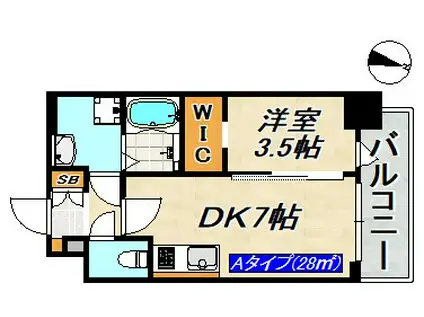 SDグランツ三宮イーストフロント(1DK/5階)の間取り写真