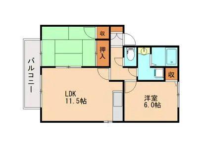 ハイカムール春日A棟(2LDK/2階)の間取り写真