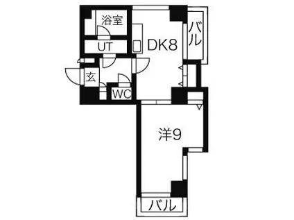 パックス今池(1LDK/8階)の間取り写真