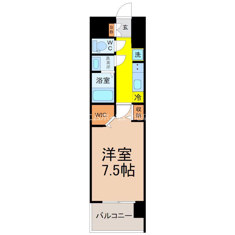 パルティール笠寺(1K/13階)の間取り写真