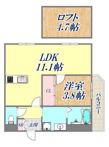 MICA ELENO苦楽園(1LDK/1階)の間取り写真