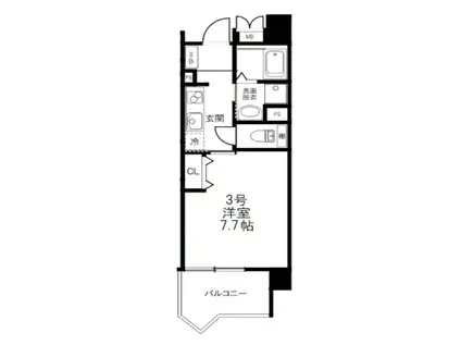 リップル上本町(1K/6階)の間取り写真