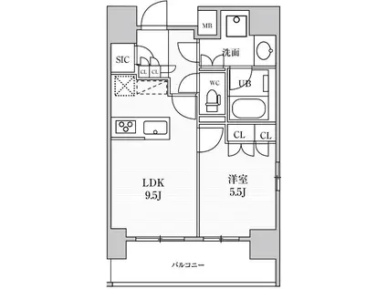 シーズンフラッツ上野稲荷町(1LDK/4階)の間取り写真