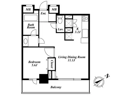 KDXレジデンス白金Ⅰ(1LDK/5階)の間取り写真