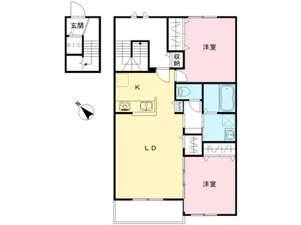 NOVガーデンハウス谷田部 FG棟(2LDK/2階)の間取り写真