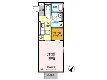 D-ROOM N.大谷(1K/1階)の間取り写真