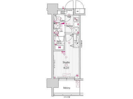 グランド・ガーラ川崎西口(1K/10階)の間取り写真