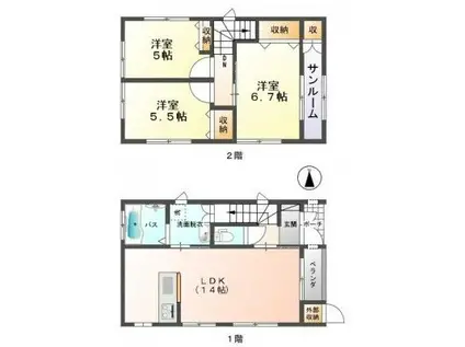 沙蘭 SARAN(3LDK/1階)の間取り写真