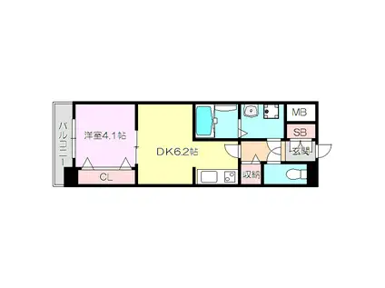 スプランディッド新大阪イースト(1DK/3階)の間取り写真