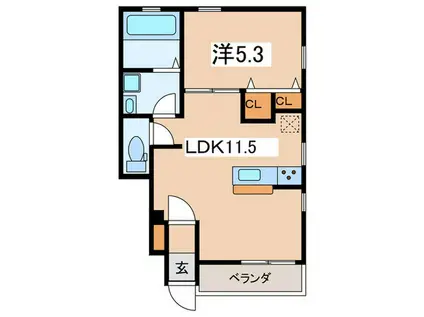 キーファーハオス(1LDK/1階)の間取り写真