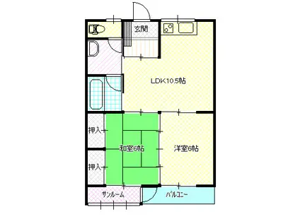 メゾンみたけII(2LDK/2階)の間取り写真