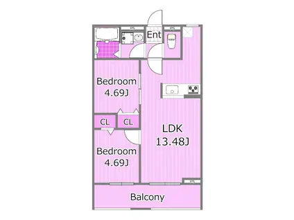 グランドレーヴ E(2LDK/2階)の間取り写真