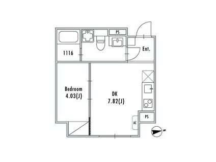 GRAN PASEO大森III(1DK/1階)の間取り写真