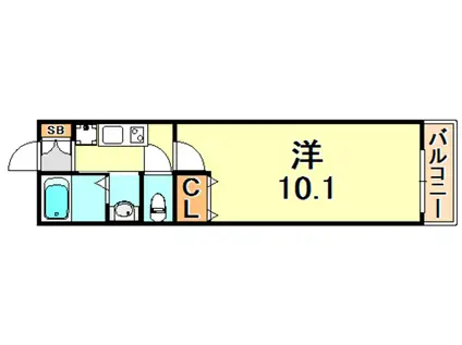 レジディア三宮東(1K/10階)の間取り写真