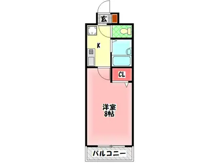 メリックビルII(1K/6階)の間取り写真