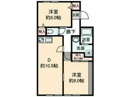 メドゥーサガンマ(2LDK/1階)の間取り写真