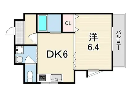 パルメゾン北町(1DK/1階)の間取り写真