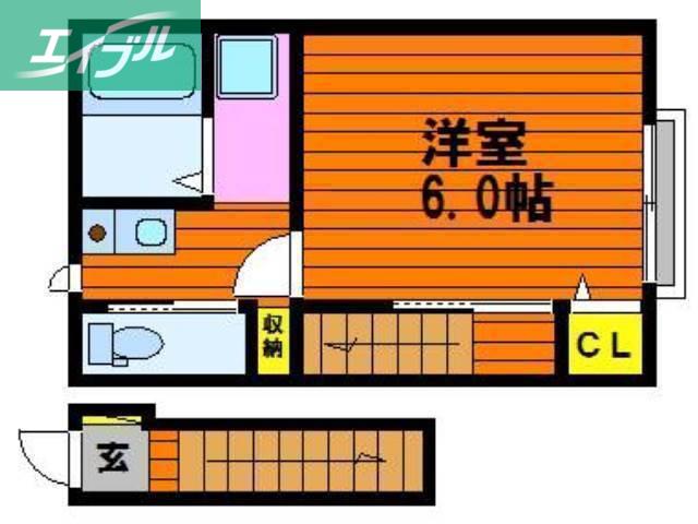島田本町コーポ(1K/2階)の間取り写真