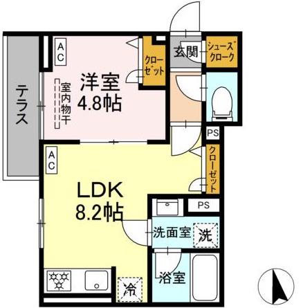 板橋区前野町1丁目PJ(1LDK/2階)の間取り写真