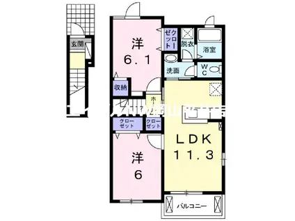 プリム ヴェール(2LDK/2階)の間取り写真