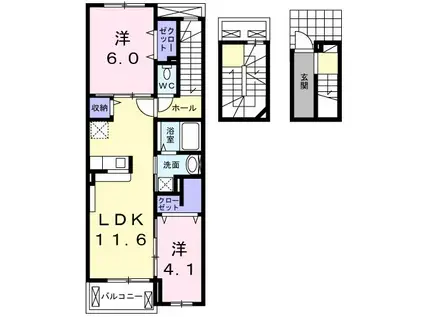 ブローテ(2LDK/3階)の間取り写真