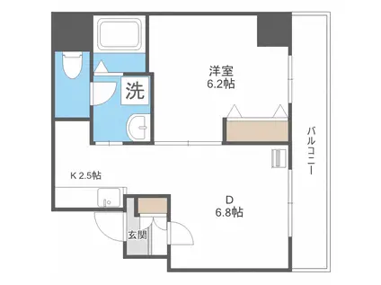 サンコート南6条弐番館(1LDK/10階)の間取り写真