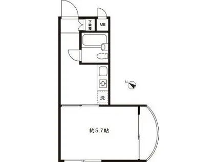 ピア清水(1K/4階)の間取り写真