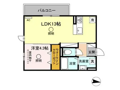 TSコート大津(1LDK/3階)の間取り写真