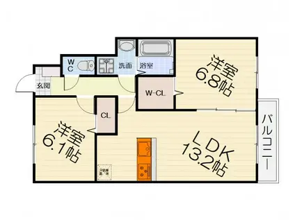 アルミック山荘(2LDK/1階)の間取り写真