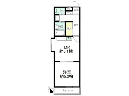 コーポラスヘルシーI(1DK/2階)の間取り写真