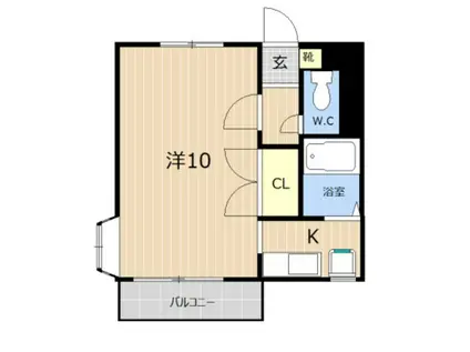 熊本市中央区新大江2丁目マンション(1K/1階)の間取り写真