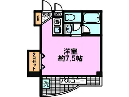 三和ビル(ワンルーム/8階)の間取り写真