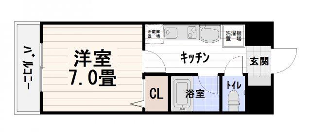 ジュネスシティ宮の前(1K/6階)の間取り写真