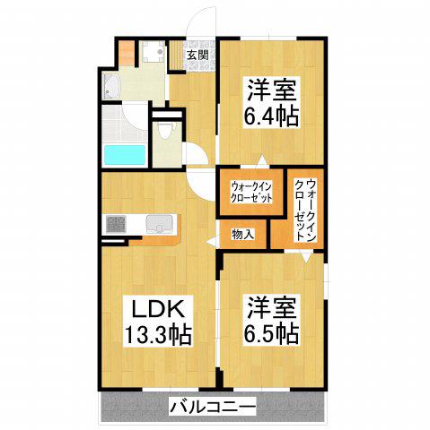 メゾン錦II(2LDK/4階)の間取り写真