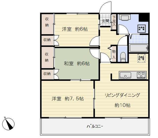 パレス相武台前(3DK/4階)の間取り写真