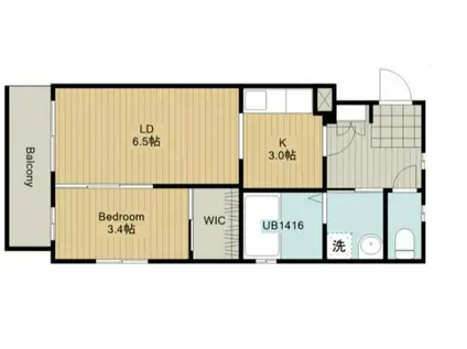 ル リオン助信(1LDK/2階)の間取り写真