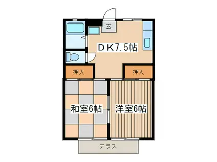 塚場ハイツII(2DK/1階)の間取り写真