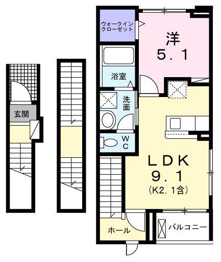 ブリュームI(1LDK/3階)の間取り写真