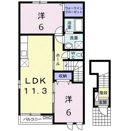 サウスセレーノ(2LDK/2階)の間取り写真