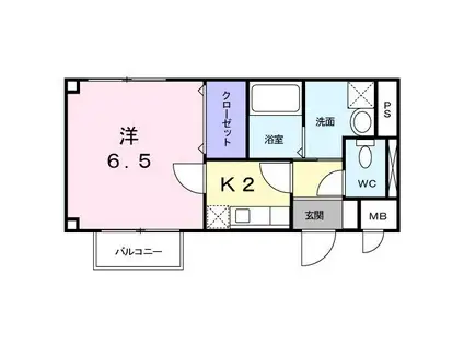 オベルジュ西生田(1K/2階)の間取り写真