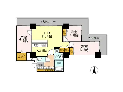 品川シーサイドビュータワーI(3LDK/24階)の間取り写真