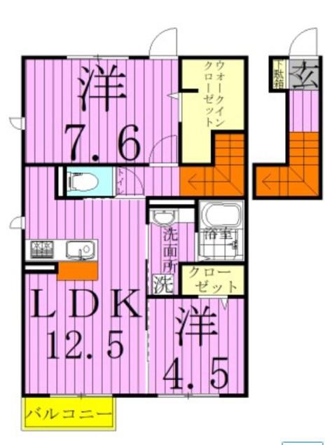 ステラC(2LDK/2階)の間取り写真