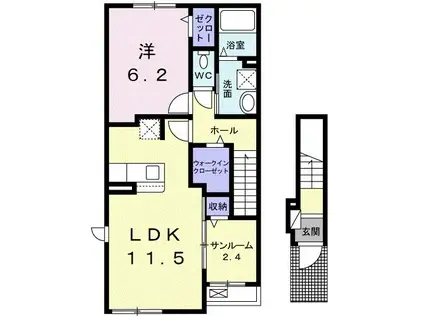 ベルシャイン 紀三井寺 I(1LDK/2階)の間取り写真