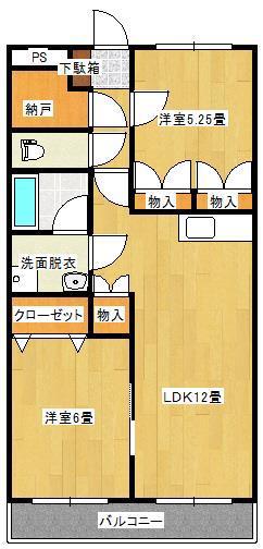 プリムローズ(2LDK/1階)の間取り写真