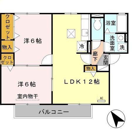 セジュールオラック(2LDK/1階)の間取り写真