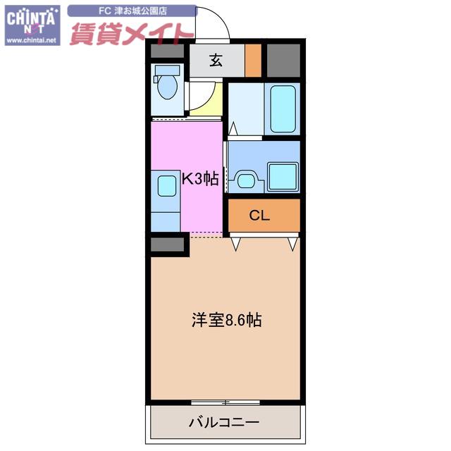 コーポバロン上浜(1K/1階)の間取り写真
