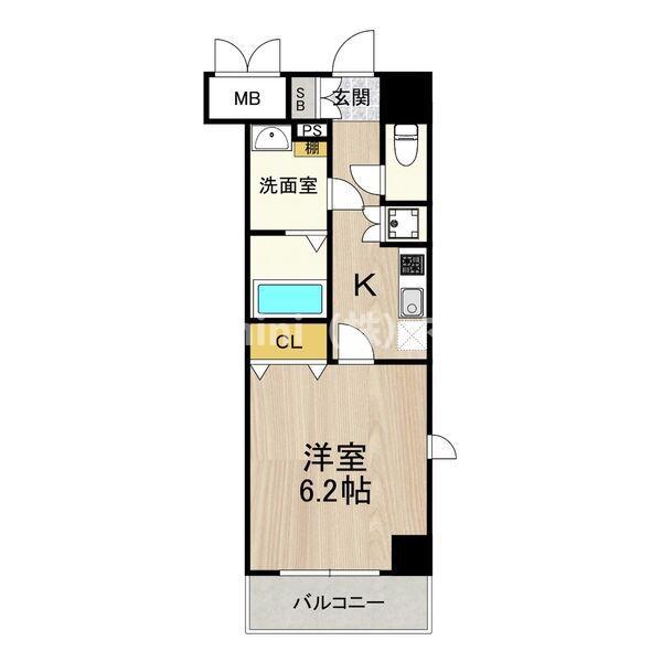 ルクレ難波(1K/10階)の間取り写真